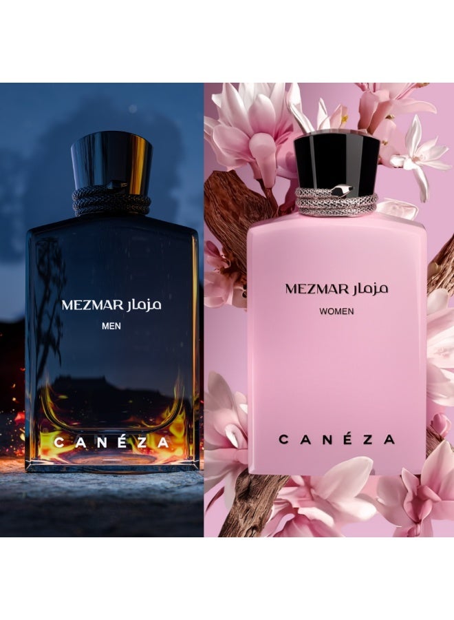 Canéza Timeless Duo Couple Combo Set - Mezmar Men (Bergamot, Lavender, Musk) + Mezmar Women (Almond, Vanilla, Coffee) 100ML Each | Long-Lasting EDP - Image 1